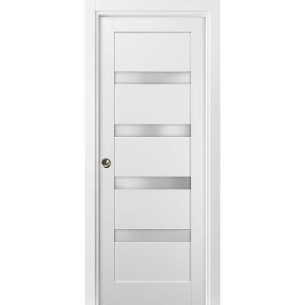 Sartodoors Pocket Interior Door, 30" x 80", White QUADRO4113PD-WS-30